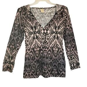 Balance Collection women's lg geometric print hooded pullover top. 5067